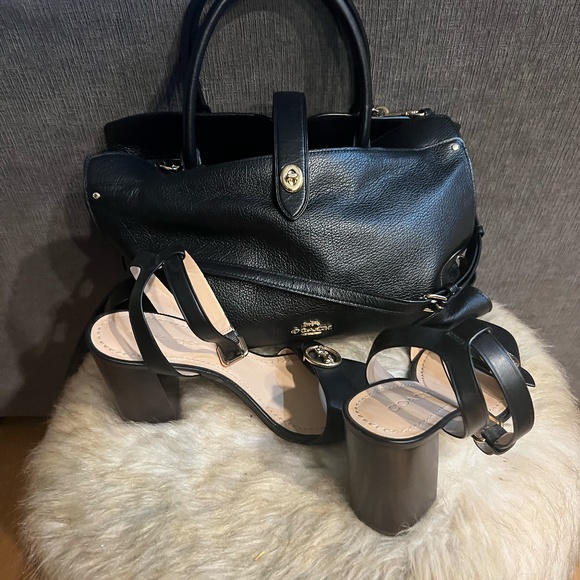 Coach Black Leather Heels Size 10 - Picture 9 of 16